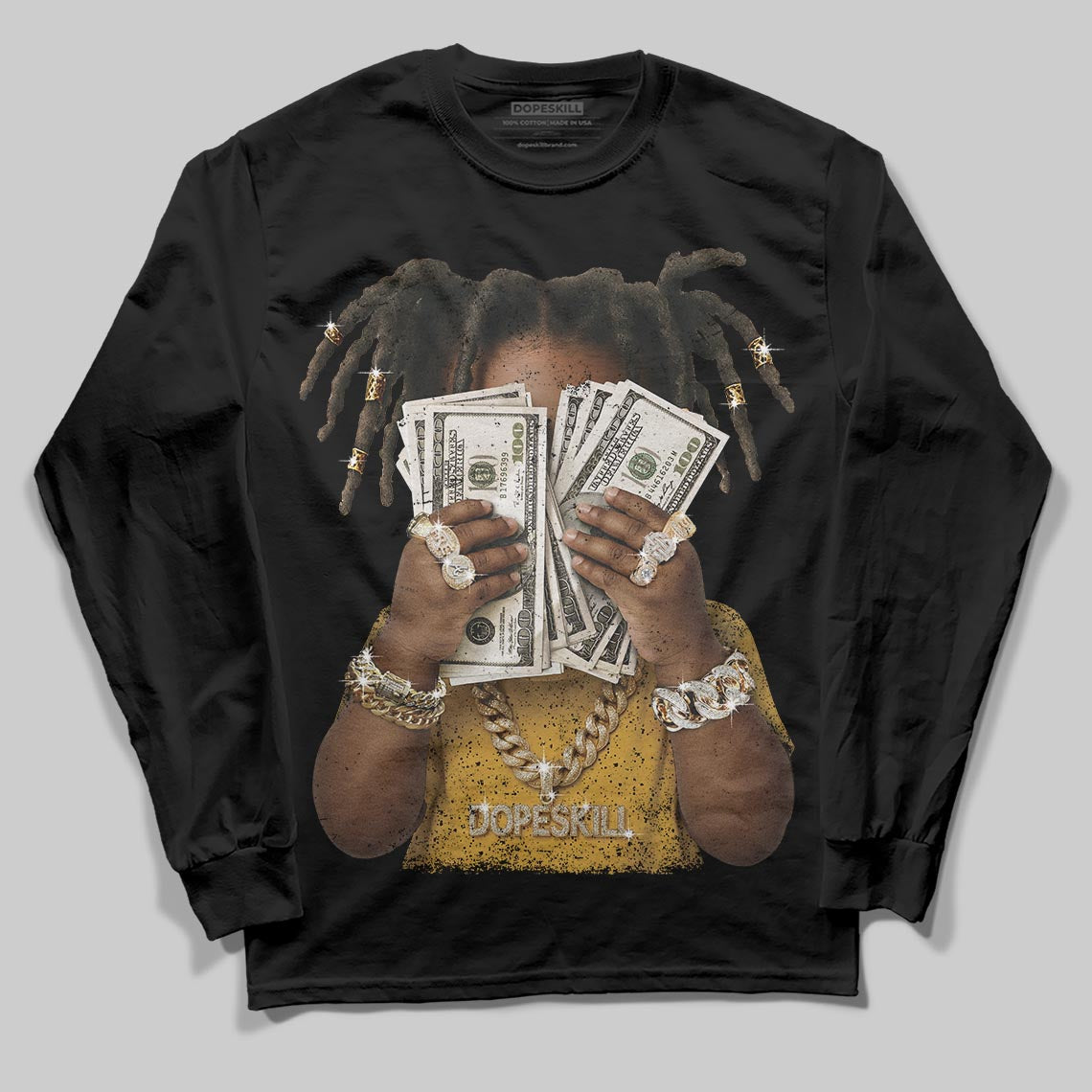 Jordan 5 'Tokyo' DopeSkill Long Sleeve T-Shirt Rich Youth Graphic Streetwear - Black