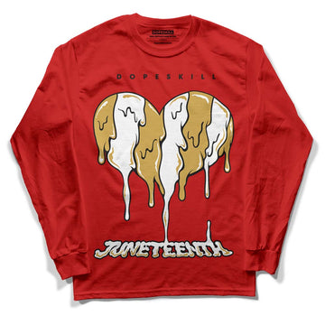 Red Sneakers DopeSkill Red Long Sleeve T-Shirt Juneteenth Heart Graphic Streetwear