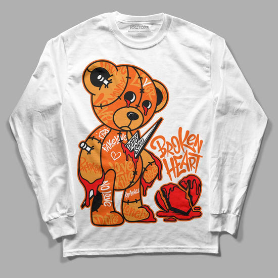 Jordan 12 Retro Brilliant Orange DopeSkill Long Sleeve T-Shirt Broken Heart Graphic Streetwear - White