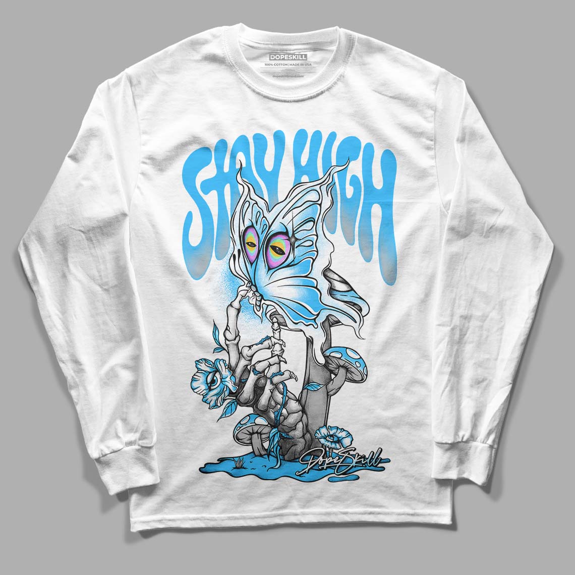 Jordan 2 Low "University Blue" DopeSkill Long Sleeve T-Shirt Stay High Graphic Streetwear - White