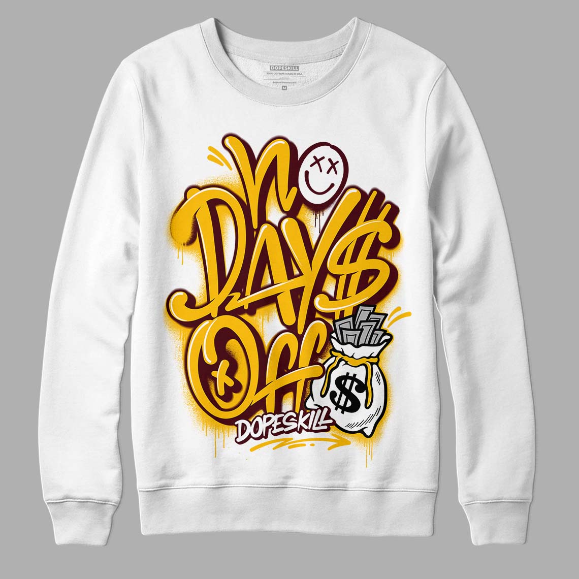 Dunk Yellow Bordeaux DopeSkill Sweatshirt No Days Off Graphic Streetwear - White