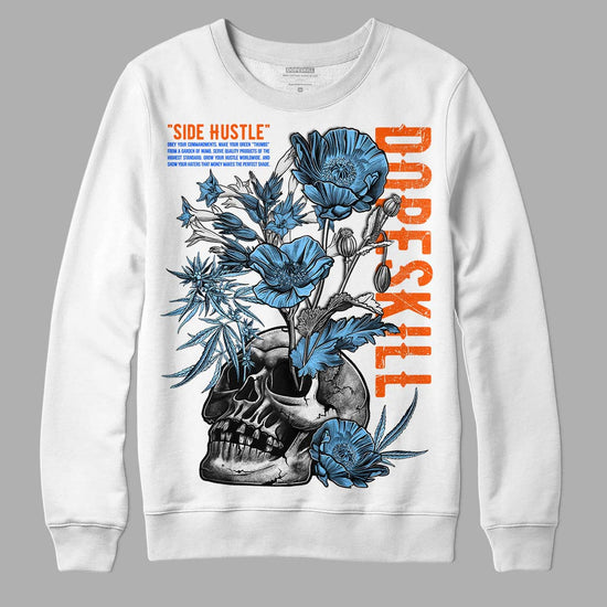 Dunk Low Futura University Blue DopeSkill Sweatshirt Side Hustle Graphic Streetwear - White