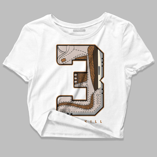 Jordan 3 Retro Palomino DopeSkill Women's Crop Top No.3 Graphic Streetwear - White