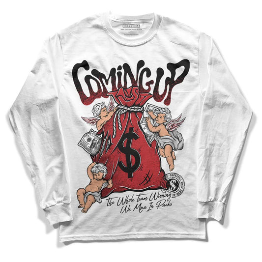 Jordan 12 “Red Taxi” DopeSkill Long Sleeve T-Shirt Money Bag Coming Up Graphic Streetwear - White