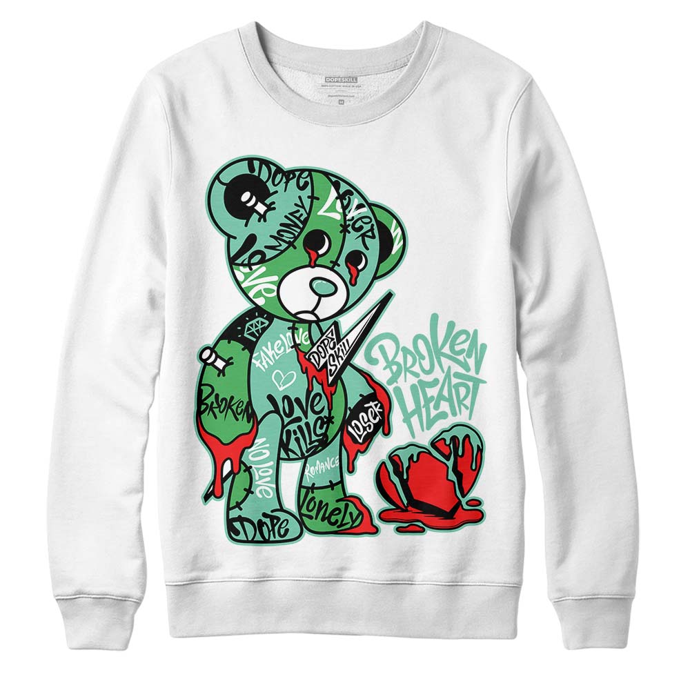 Jordan 1 High OG Green Glow DopeSkill Sweatshirt Broken Heart Graphic Streetwear - White