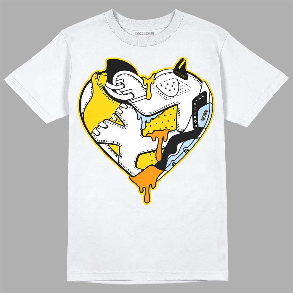 Jordan 6 “Yellow Ochre” DopeSkill T-Shirt Heart Jordan 6 Graphic Streetwear - White