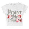 Jordan 3 Fire Red DopeSkill Women's Crop Top Protect Me From Evil Graphic Streetwear - White 