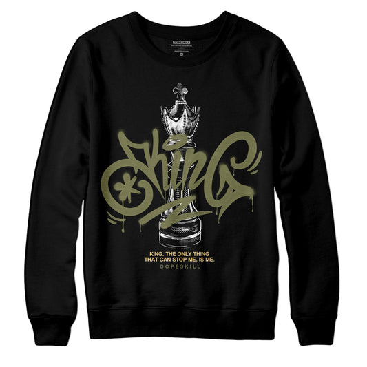 Jordan 4 Retro SE Craft Medium Olive DopeSkill Sweatshirt King Chess Graphic Streetwear - Black