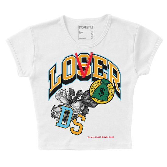 Jordan 1 Mid GS 'Six Championships' DopeSkill Women's Crop Top Loser Lover Graphic Streetwear - White