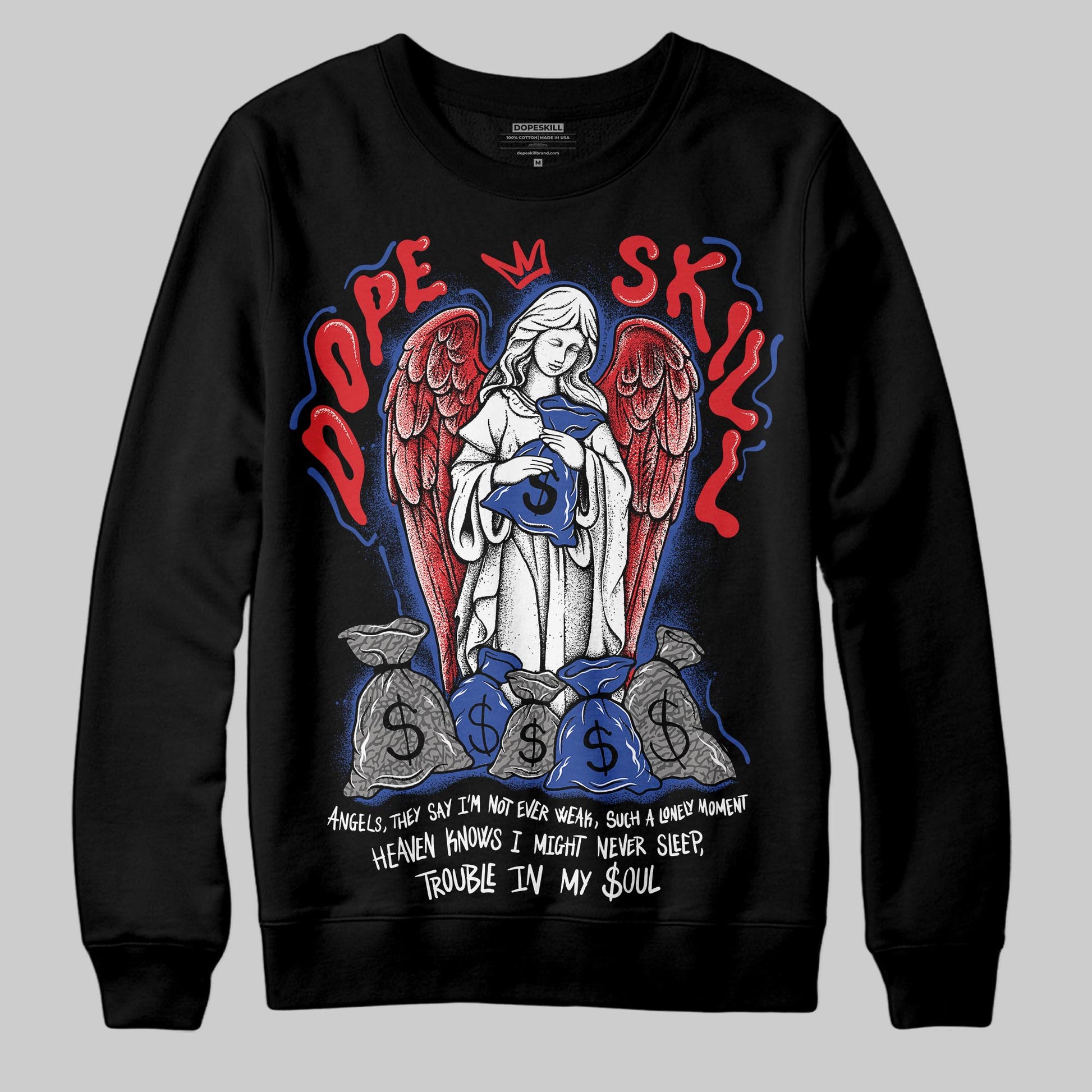 Jordan 3 “Seoul 2.0” DopeSkill Sweatshirt Angels Graphic Streetwear - Black