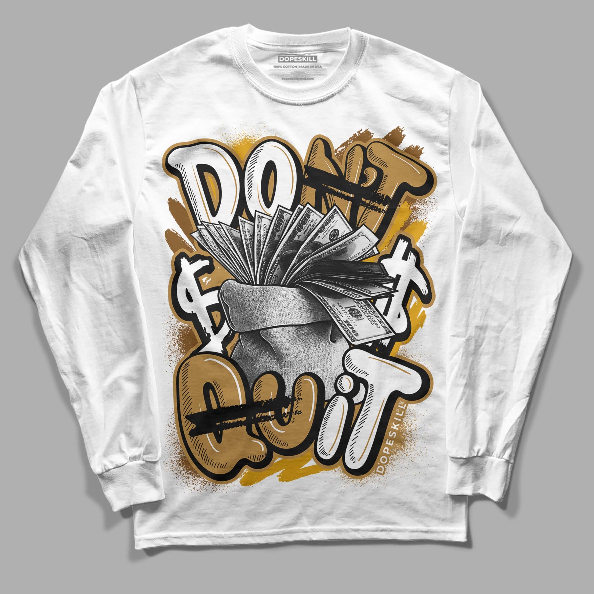 Jordan 13 Wheat 2023 DopeSkill Long Sleeve T-Shirt Don't Quit Graphic Streetwear - White