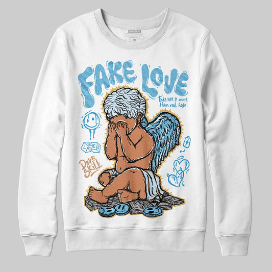 Jordan 4 Denim “Worn Blue” DopeSkill Sweatshirt False Love Graphic Streetwear - White