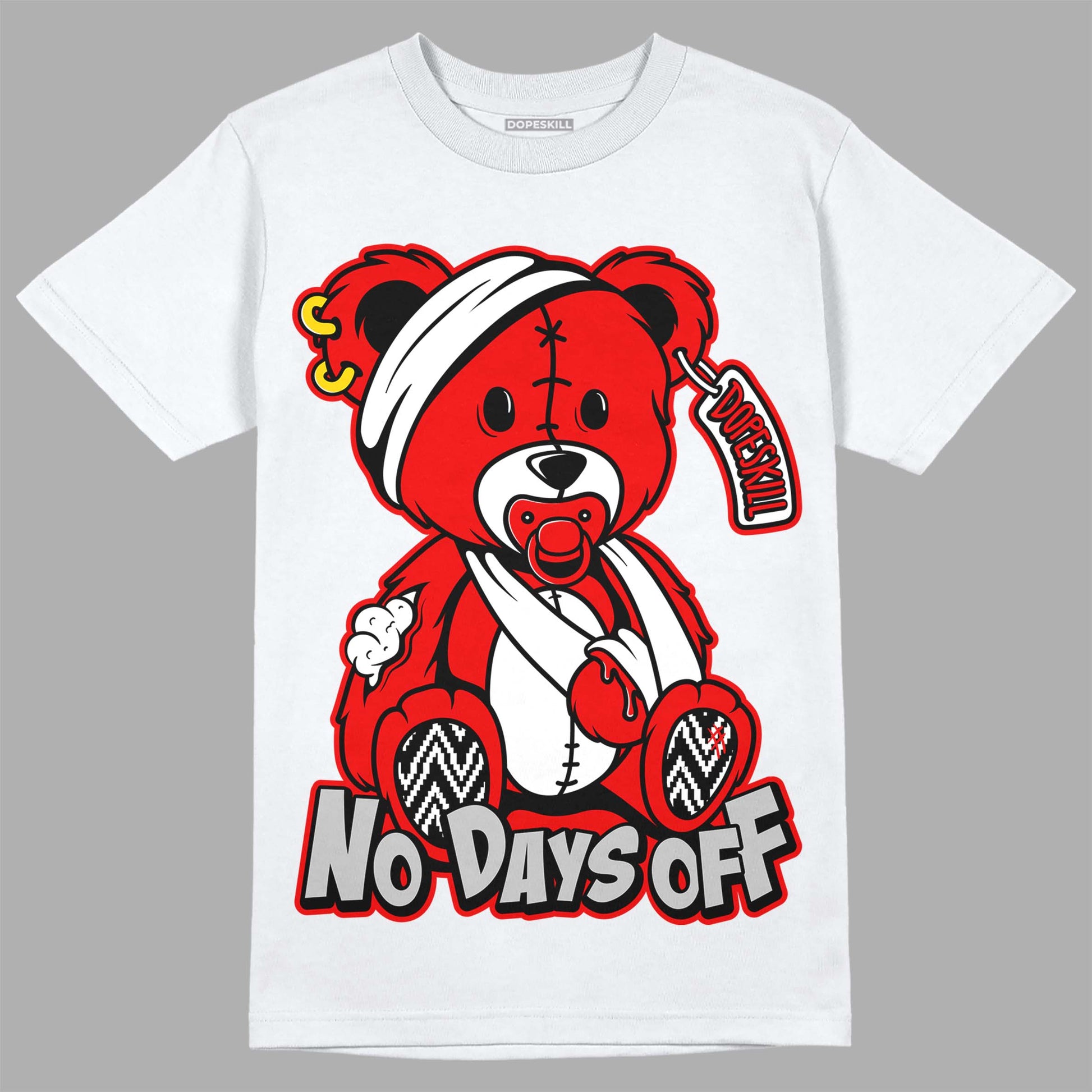 Jordan 12 “Cherry” DopeSkill T-Shirt Hurt Bear Graphic Streetwear - White