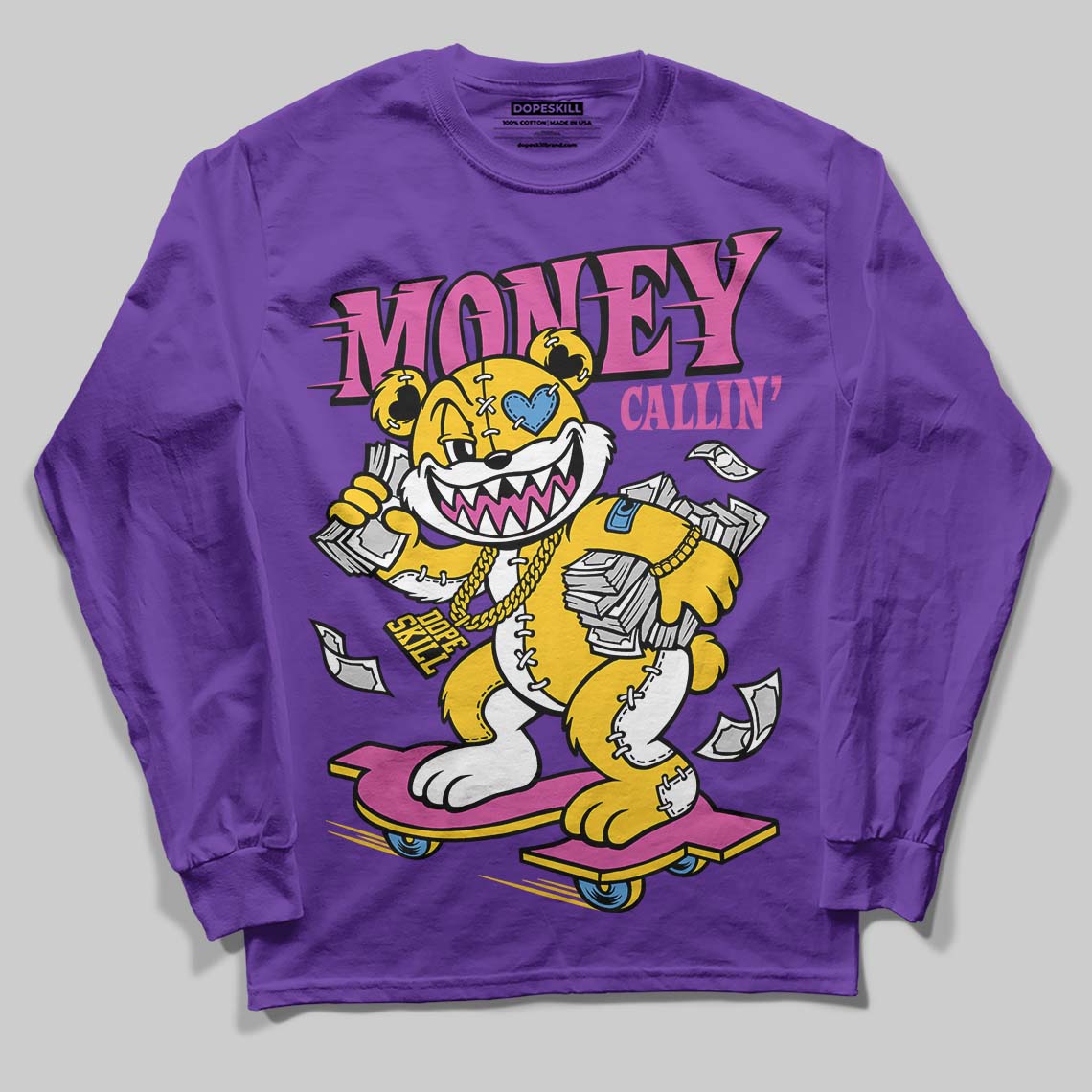 PURPLE Sneakers DopeSkill Long Sleeve T-Shirt Money Callin' Graphic Streetwear - Purple