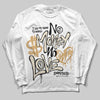 Jordan 5 Retro Reverse Metallic DopeSkill Long Sleeve T-Shirt No Money No Love Typo Graphic Streetwear - White