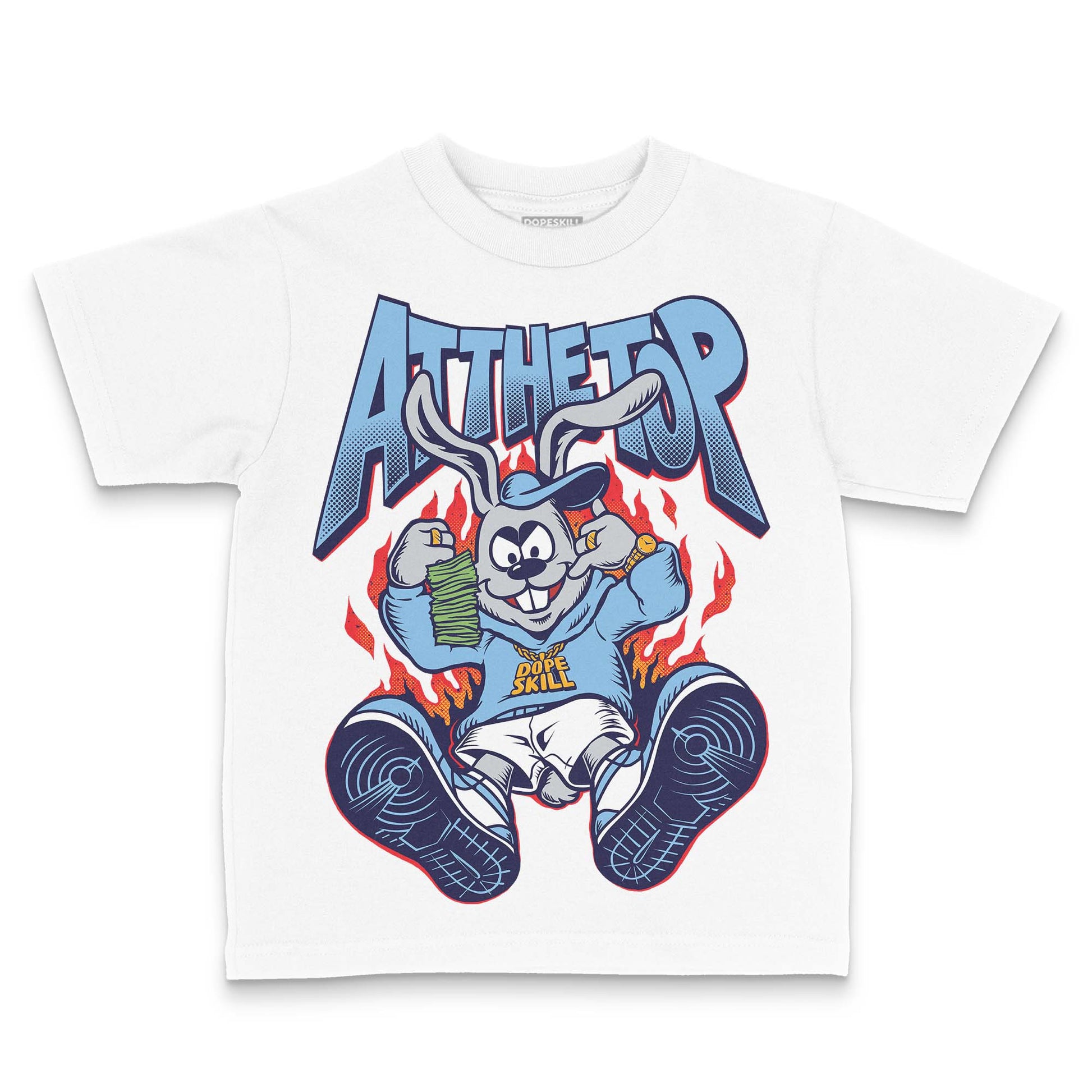 University Blue Sneakers DopeSkill Toddler Kids T-shirt At The Top Graphic Streetwear - White