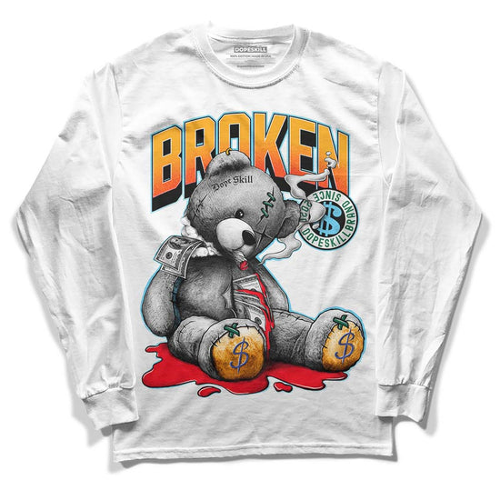 Jordan 1 Mid GS 'Six Championships DopeSkill Long Sleeve T-Shirt Sick Bear Graphic Streetwear - White