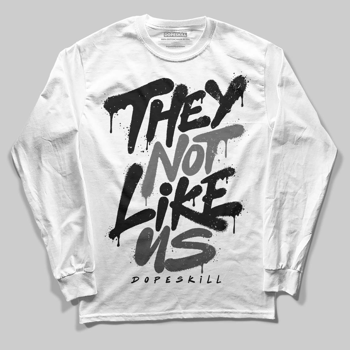 Jordan 4 “Black Cat” (2025) DopeSkill Long Sleeve T-Shirt They Not Like Us Graphic Streetwear - White