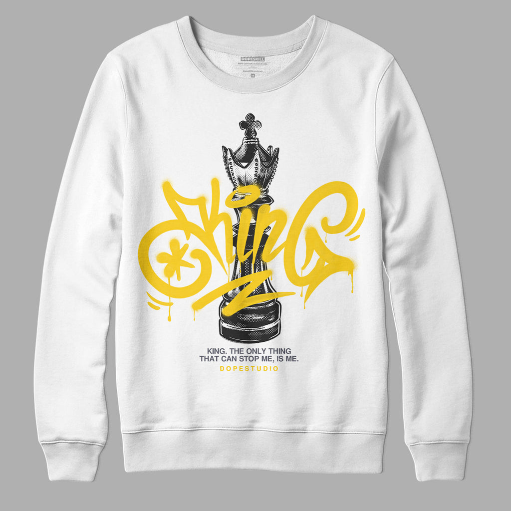 Jordan 4 Lightning DopeSkill Sweatshirt King Chess Graphic Streetwear - White 