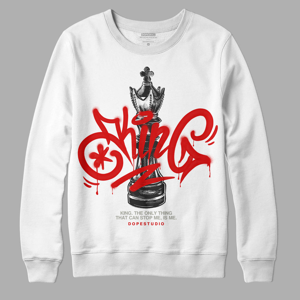 Jordan 3 Fire Red DopeSkill Sweatshirt King Chess Graphic Streetwear - White