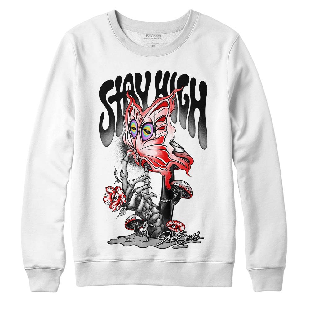 Jordan 1 Low OG “Shadow” DopeSkill Sweatshirt Stay High Graphic Streetwear - White