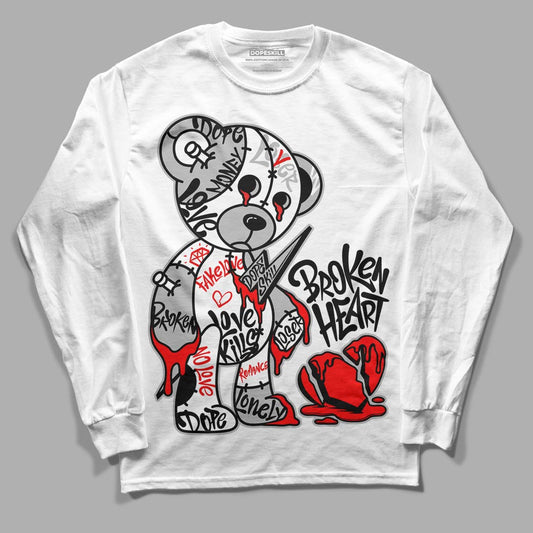 Dunk Low Panda White Black DopeSkill Long Sleeve T-Shirt Broken Heart Graphic Streetwear - White