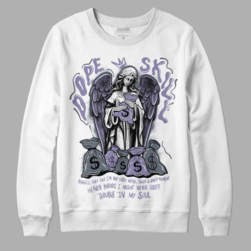 Jordan 5 Retro Low Indigo Haze DopeSkill Sweatshirt Angels Graphic Streetwear - White 