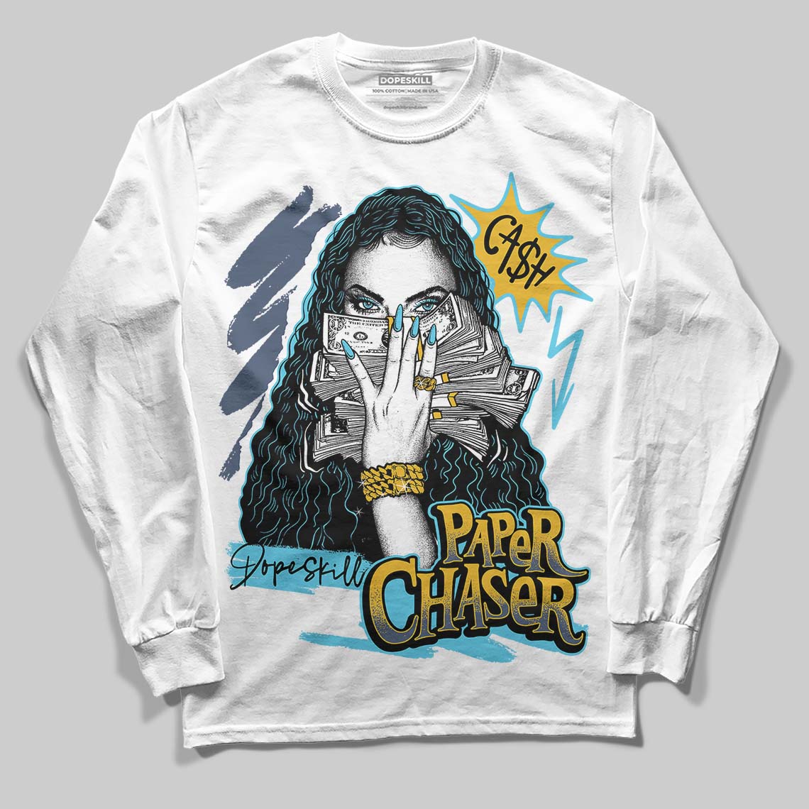 Jordan 11 Retro Gamma Blue (2025) DopeSkill Long Sleeve T-Shirt NPC Graphic Streetwear - White