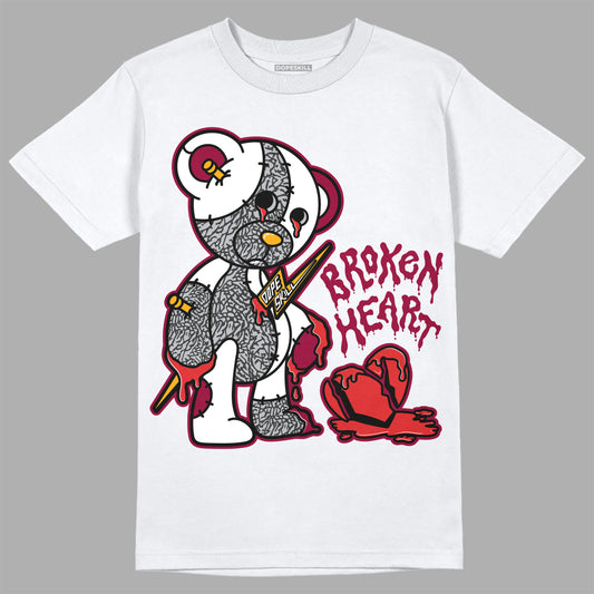 Jordan 3 Cardinal Red DopeSkill T-Shirt Broken Heart Graphic Streetwear - White 