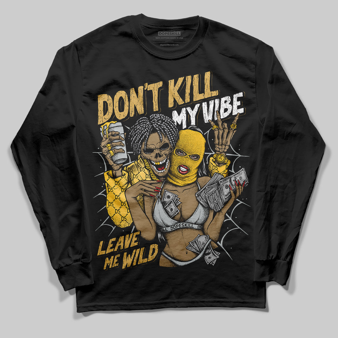 Jordan 12 "Phantom" DopeSkill Long Sleeve T-Shirt Don't Kill My Vibe Graphic Streetwear - Black