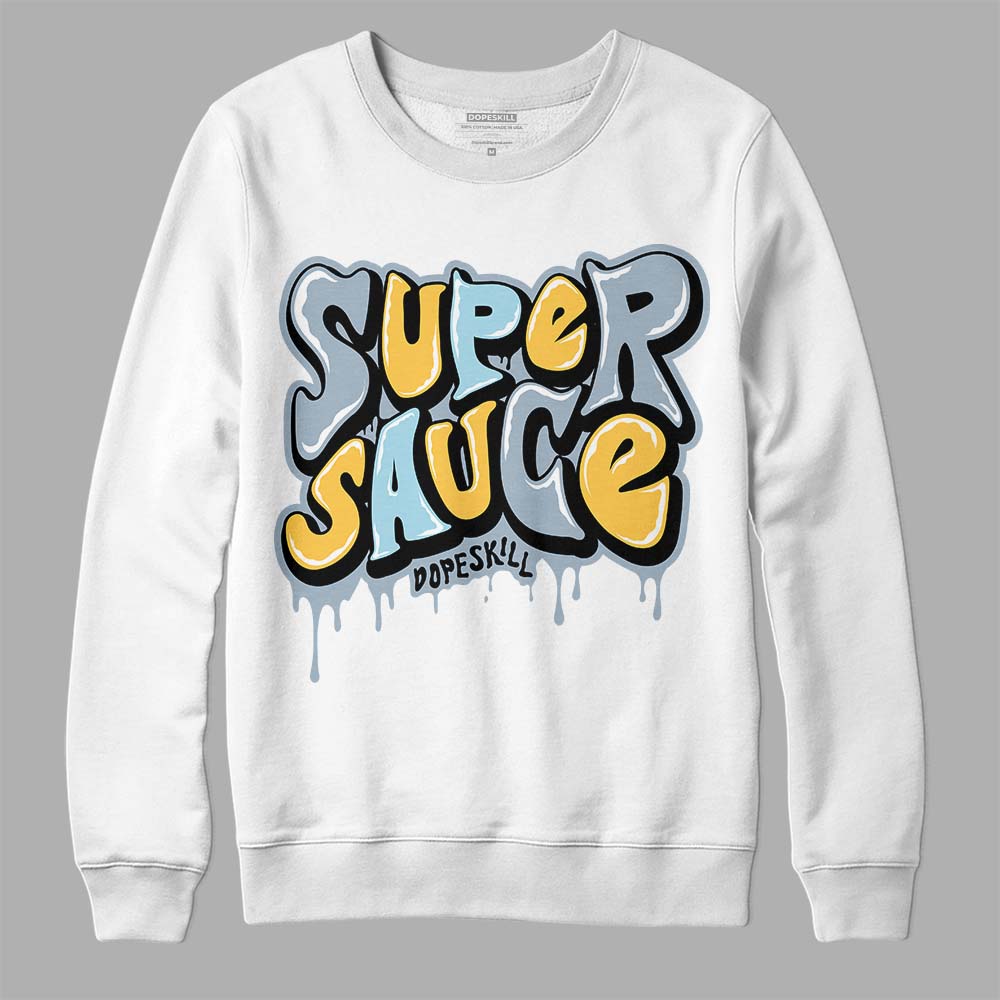 Jordan 13 “Blue Grey” DopeSkill Sweatshirt Super Sauce Graphic Streetwear - White 