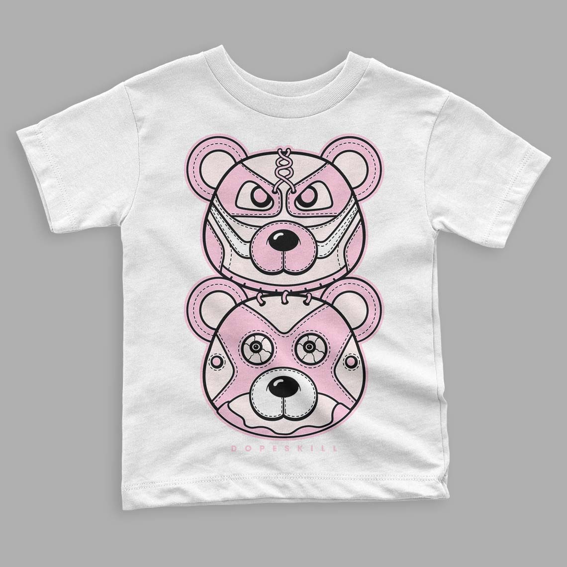 Dunk Low LX Pink Foam DopeSkill Toddler Kids T-shirt Leather Bear Graphic Streetwear - White 