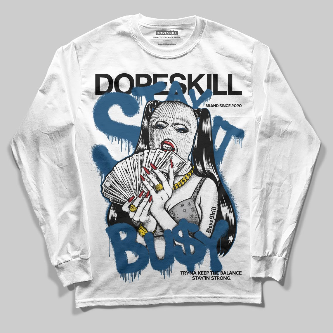 Jordan 12 Retro French Blue (2025) DopeSkill Long Sleeve T-Shirt Stay It Busy Graphic Streetwear