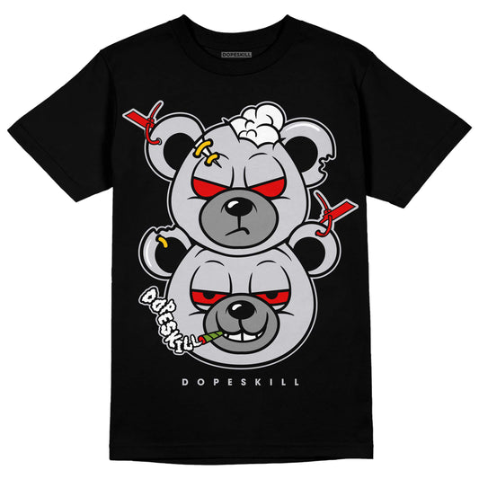 Jordan 2 Retro "Black Cement" DopeSkill T-Shirt New Double Bear Graphic Streetwear - Black