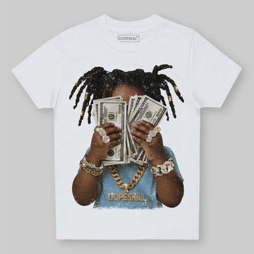 University Blue Sneakers DopeSkill Toddler Kids T-shirt Rich Youth Graphic Streetwear  - White 