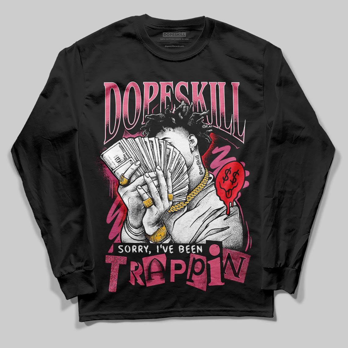 Diesel Pink S - Serendipity Pro-X1 Trainers DopeSkill Long Sleeve T-Shirt Sorry I've Been Trappin Graphic Streetwear - Black