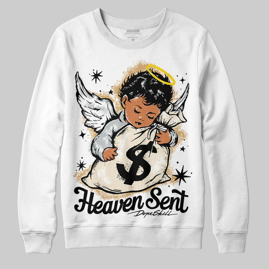 Jordan 5 Retro Reverse Metallic DopeSkill Sweatshirt Heaven Sent Graphic Streetwear - White