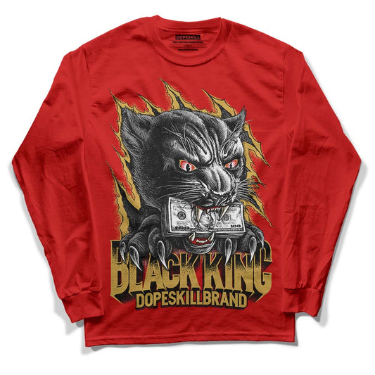 Red Sneakers DopeSkill Red Long Sleeve T-Shirt Black King Graphic Streetwear