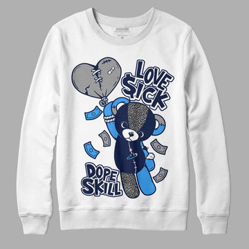 Jordan 3 "Midnight Navy" DopeSkill Sweatshirt Love Sick   Graphic Streetwear  - White 