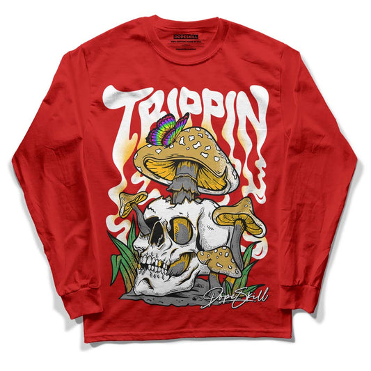 Red Sneakers DopeSkill Red Long Sleeve T-Shirt Trippin Graphic Streetwear