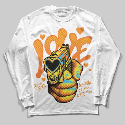 Orange, Black and White Sneakers DopeSkill Long Sleeve T-Shirt Love Shot Graphic Streetwear - White