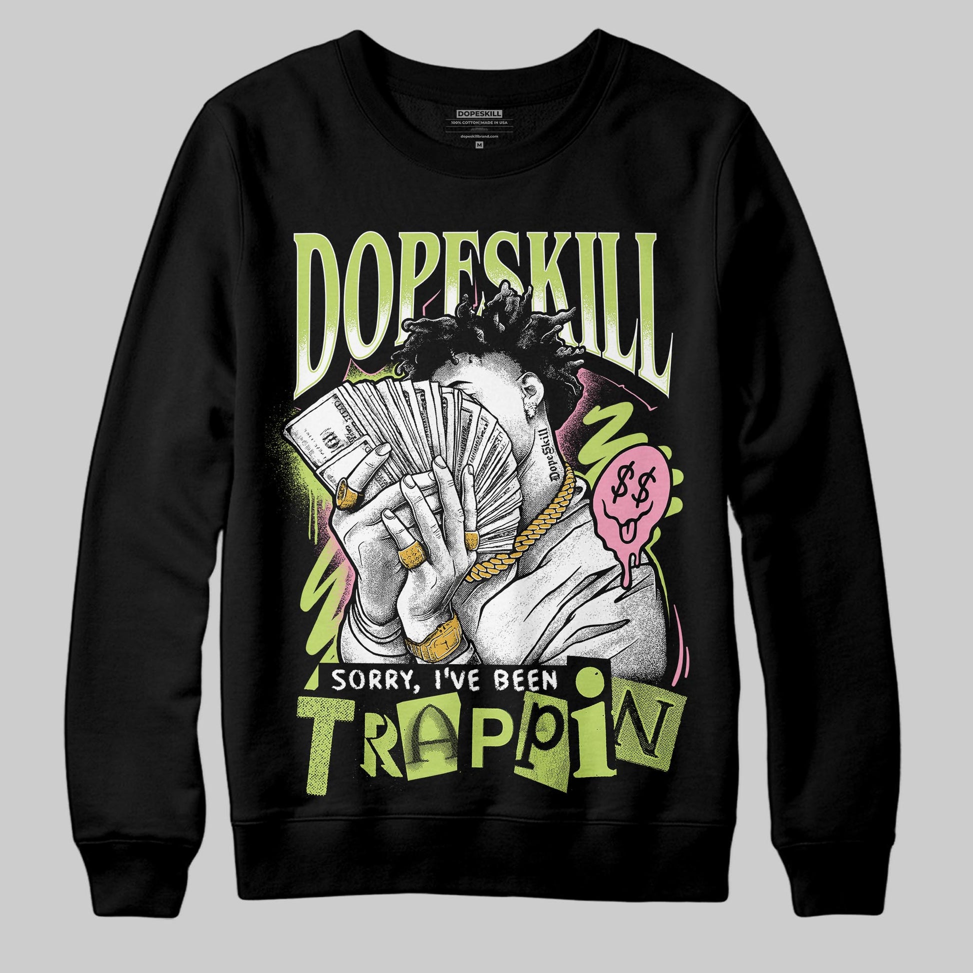 Chase B x Travis Scott x Jordan Jumpman Jack DopeSkill Sweatshirt Sorry I've Been Trappin Graphic Streetwear - Black