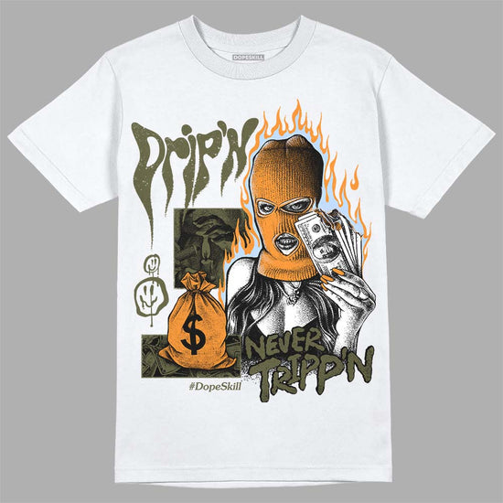 Jordan 5 "Olive" DopeSkill T-Shirt Drip'n Never Tripp'n Graphic Streetwear - White