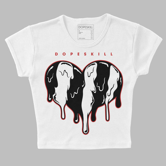 Jordan 1 High OG “Black/White” DopeSkill Women's Crop Top Slime Drip Heart Graphic Streetwear - White 