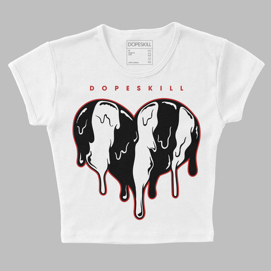 Jordan 1 High OG “Black/White” DopeSkill Women's Crop Top Slime Drip Heart Graphic Streetwear - White 