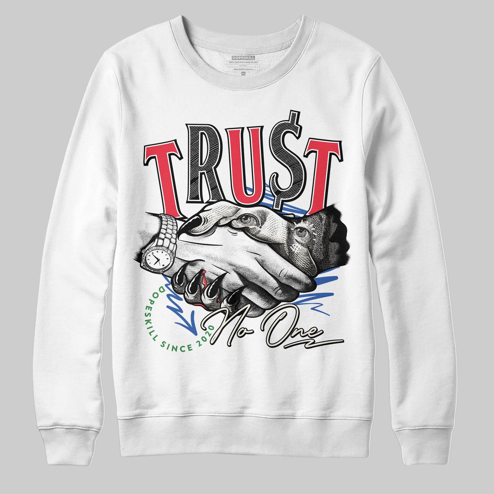 Jordan 11 Retro 285 Atlanta DopeSkill Sweatshirt Trust No One Graphic Streetwear - White
