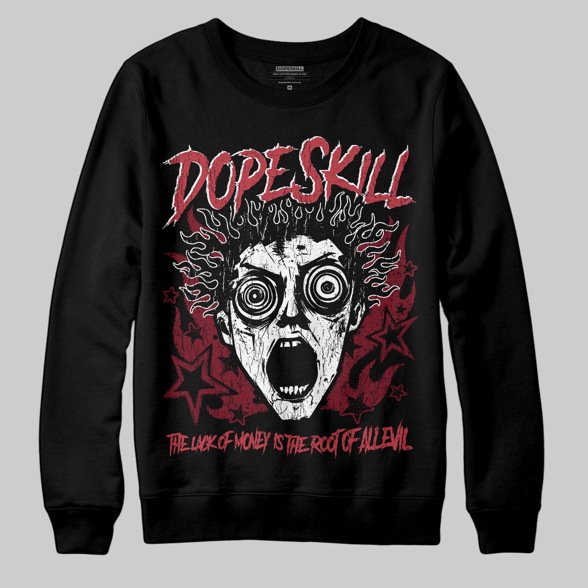 Jordan 4 “Sierra Red" DopeSkill Sweatshirt Root of Evil Graphic Streetwear - Black