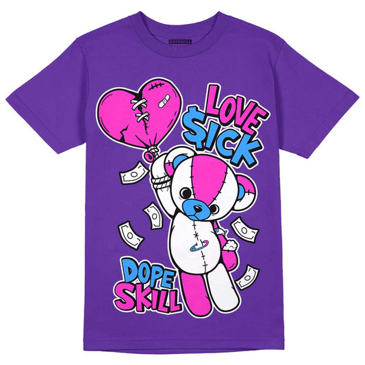 Dunk Low Championship Court Purple DopeSkill Purple T-shirt Love Sick Graphic Streetwear