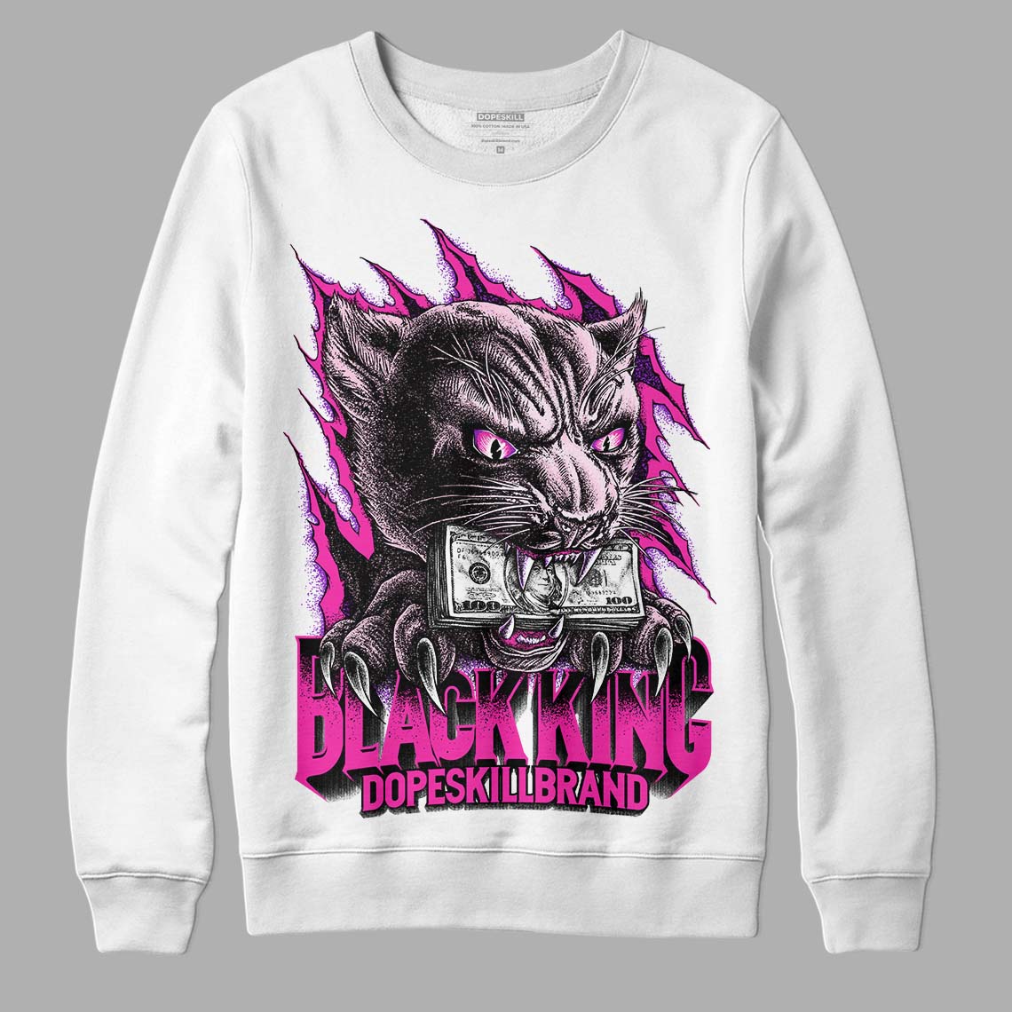 Pink Sneakers DopeSkill Sweatshirt Black King Graphic Streetwear - White 