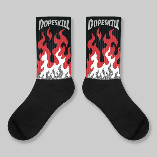 Black Cement 3s DopeSkill Sublimated Sock FIRE Graphic